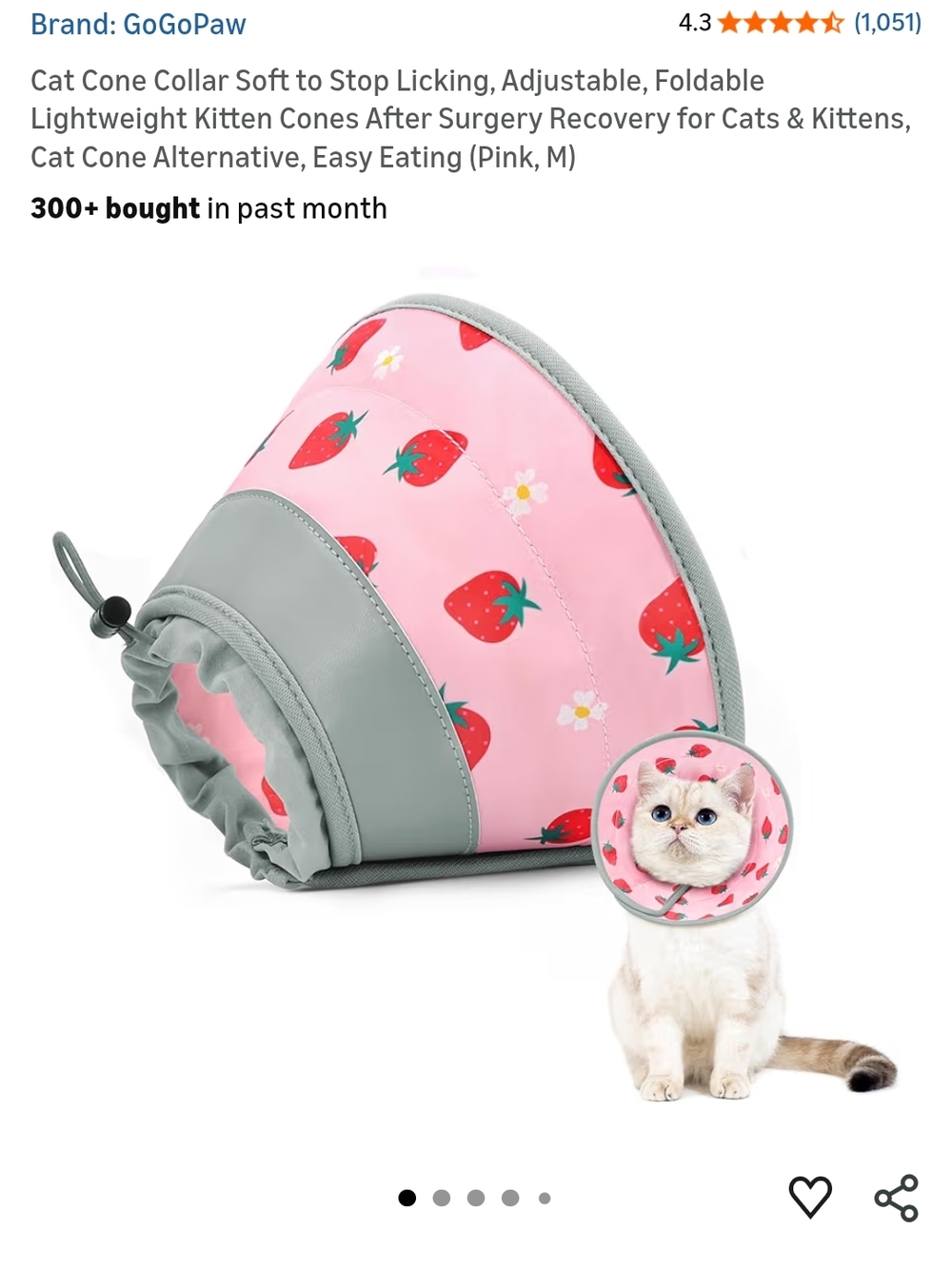 GoGoPaw Pink Strawberry Cat E-Collar